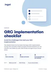 Cover of the GRC implementation checklist from .legal