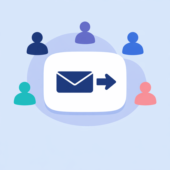 A flat vector illustration featuring a white request form in the centre, surrounded by five stylised figures in different brand colours, representing customers, employees, parents, lawyers and partners as potential senders of a request for information.