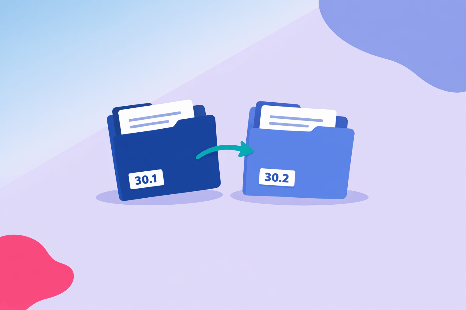 Illustration af to mapper side om side mærket "30.1" og "30.2", der viser forskellen mellem fortegnelser for dataansvarlige og databehandlere.