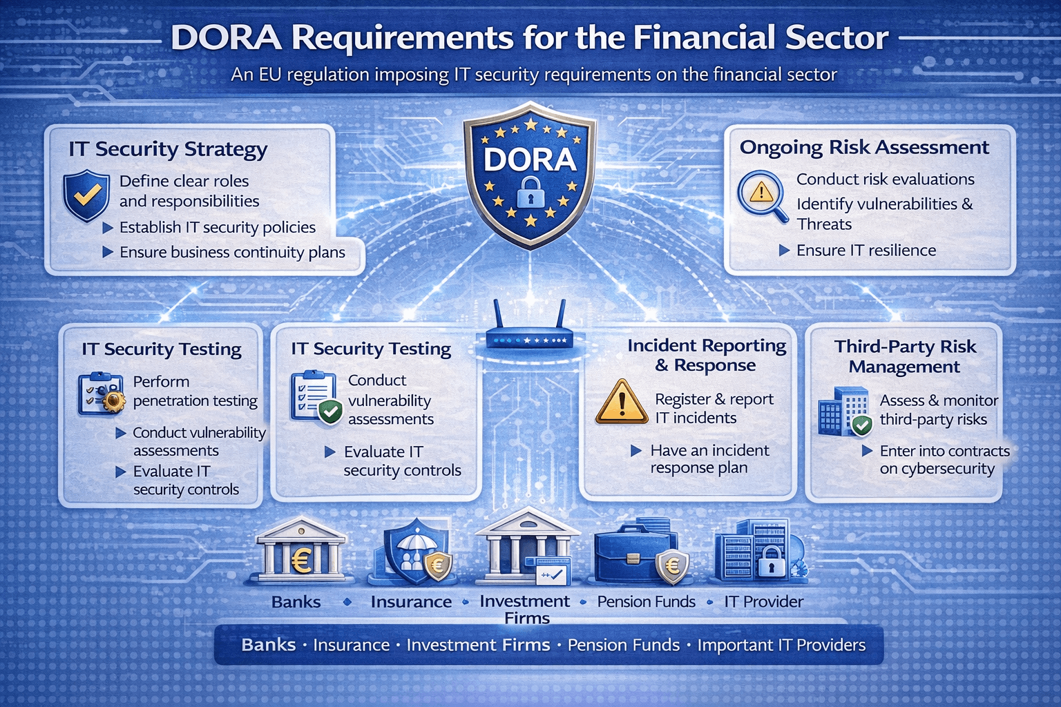 DORA requirements for the financial sector with main areas