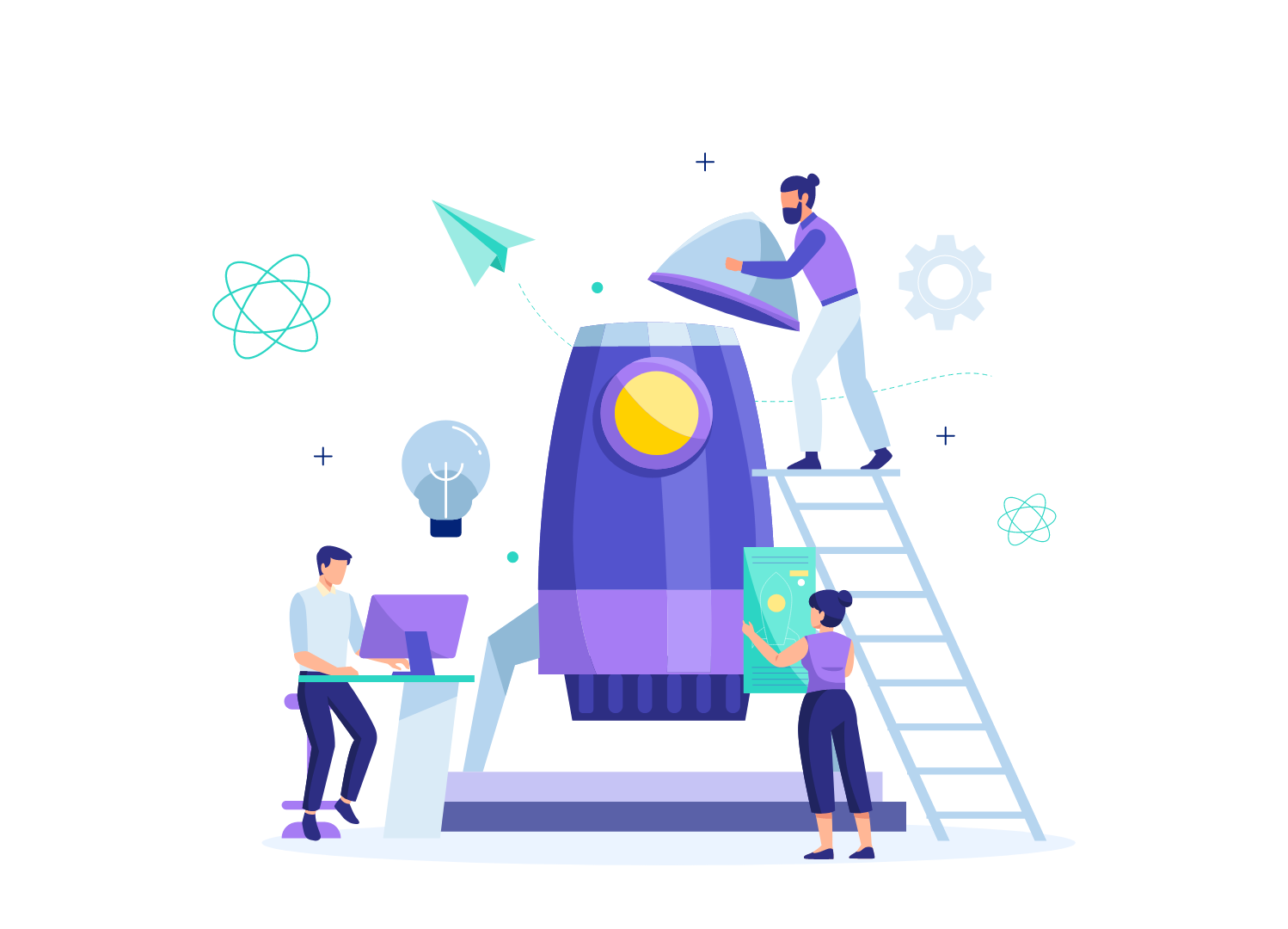 Illustration of building a rocket