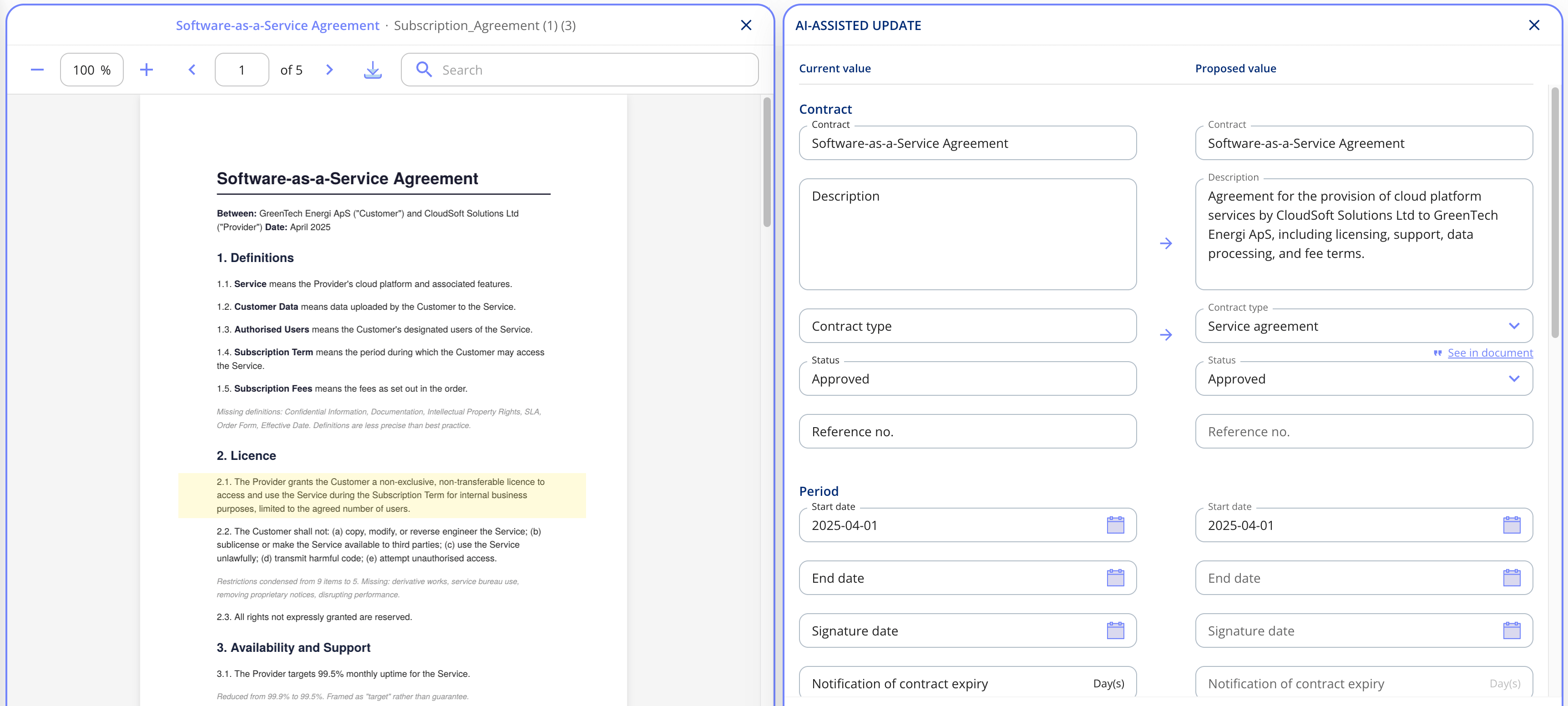 AI assisted update example
