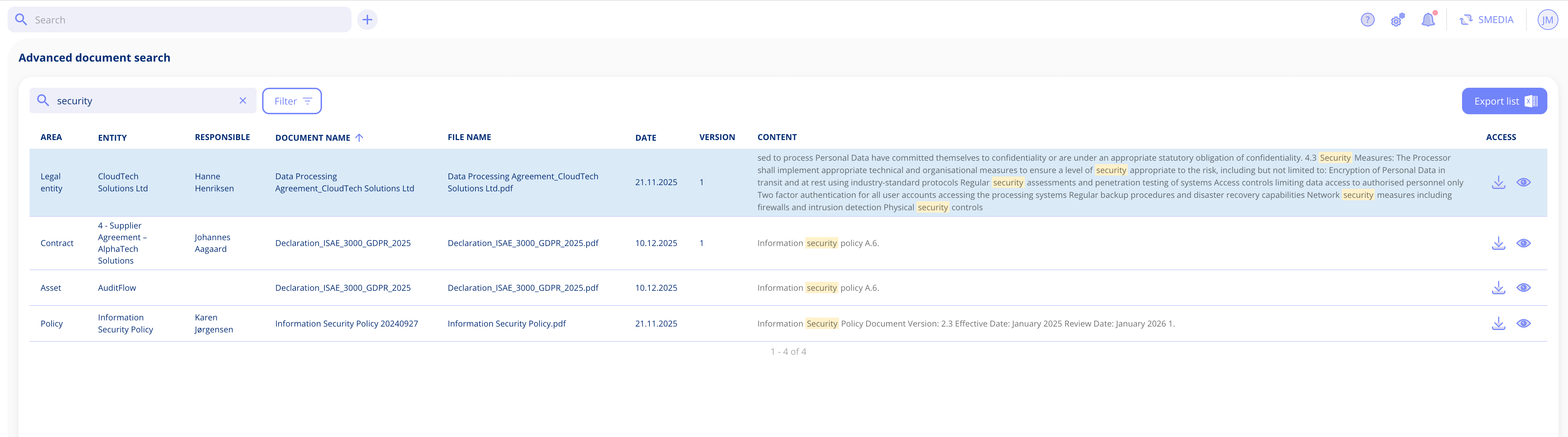 Advanced search content search