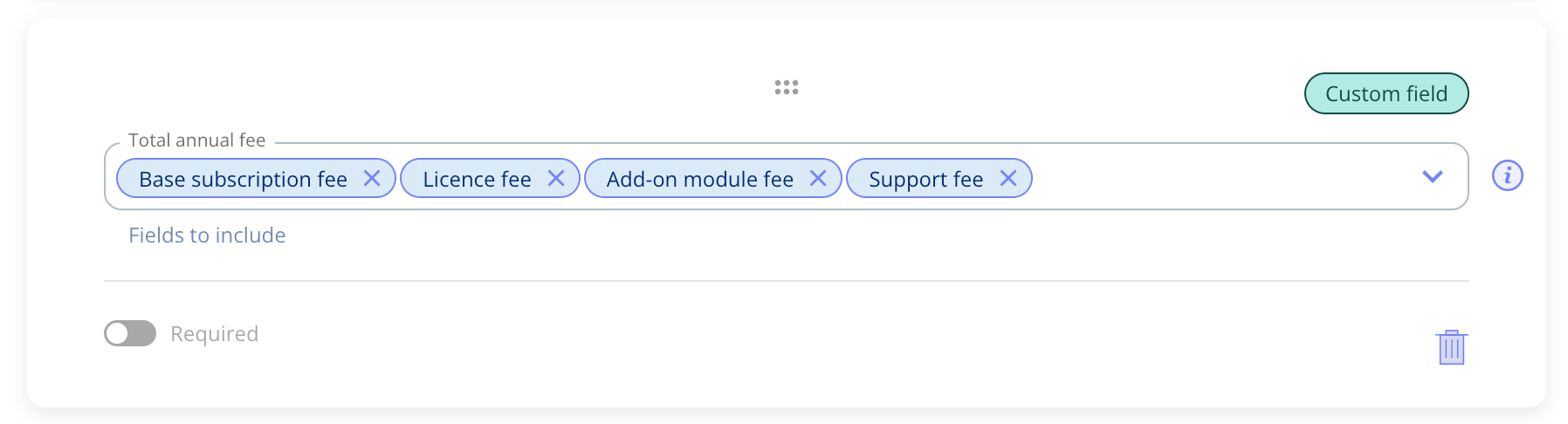 Contract setup of calculated field