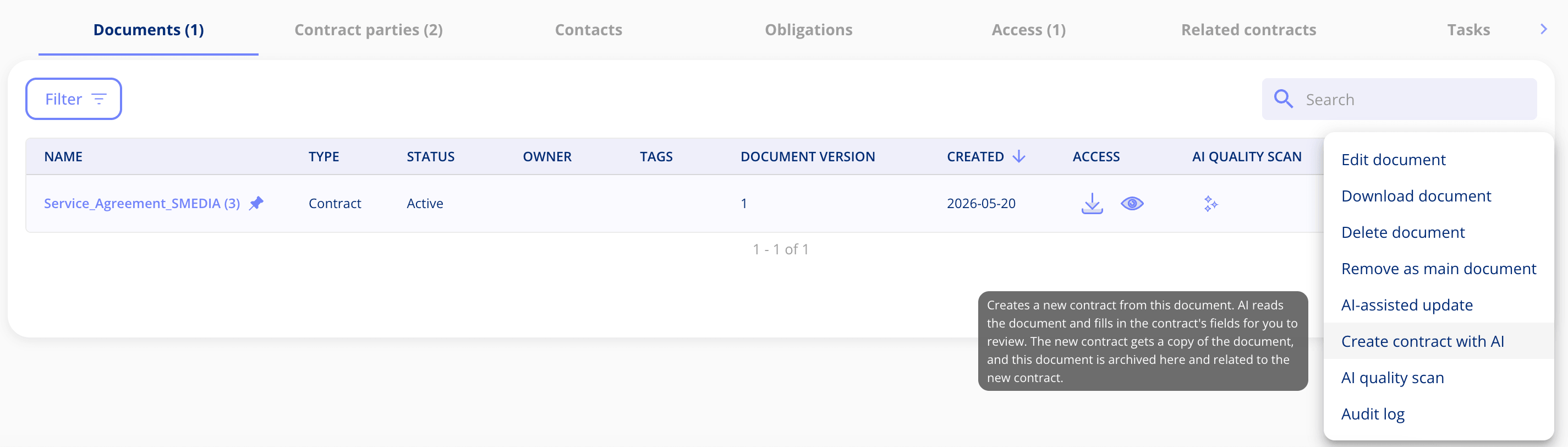 Create contract from document