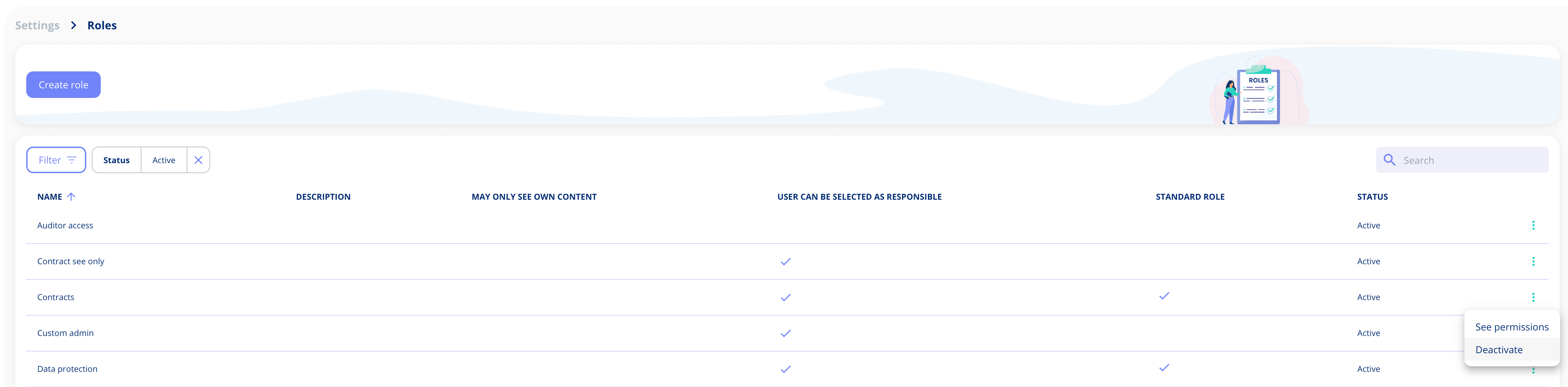 Deactivate Standard Roles
