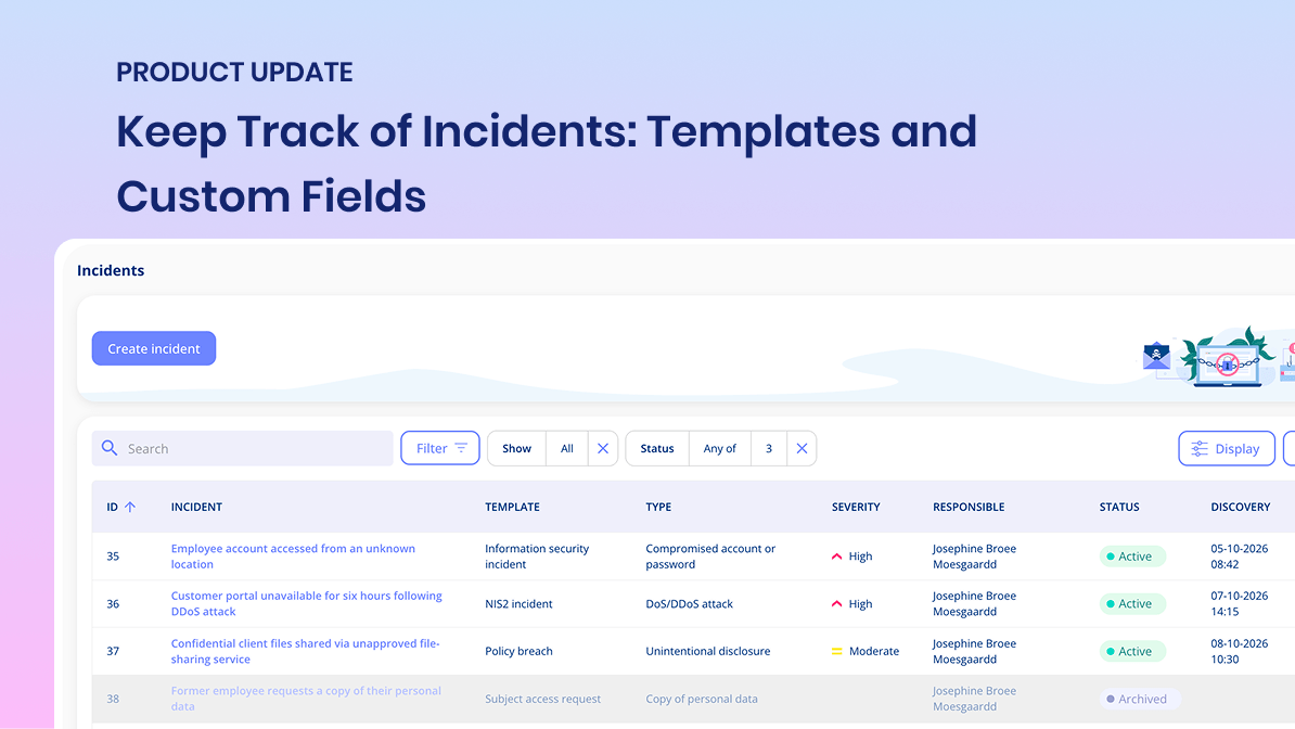 Product update: keep track of incidents with templates and custom fields