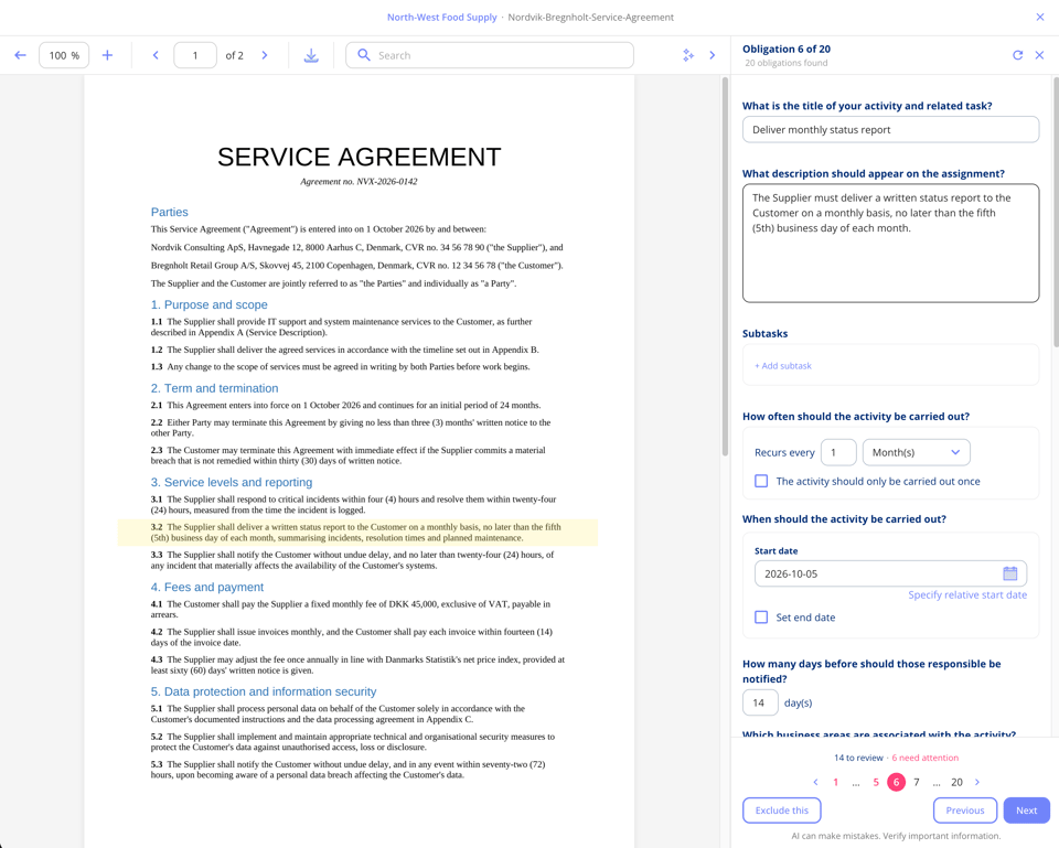 Find obligations with ai