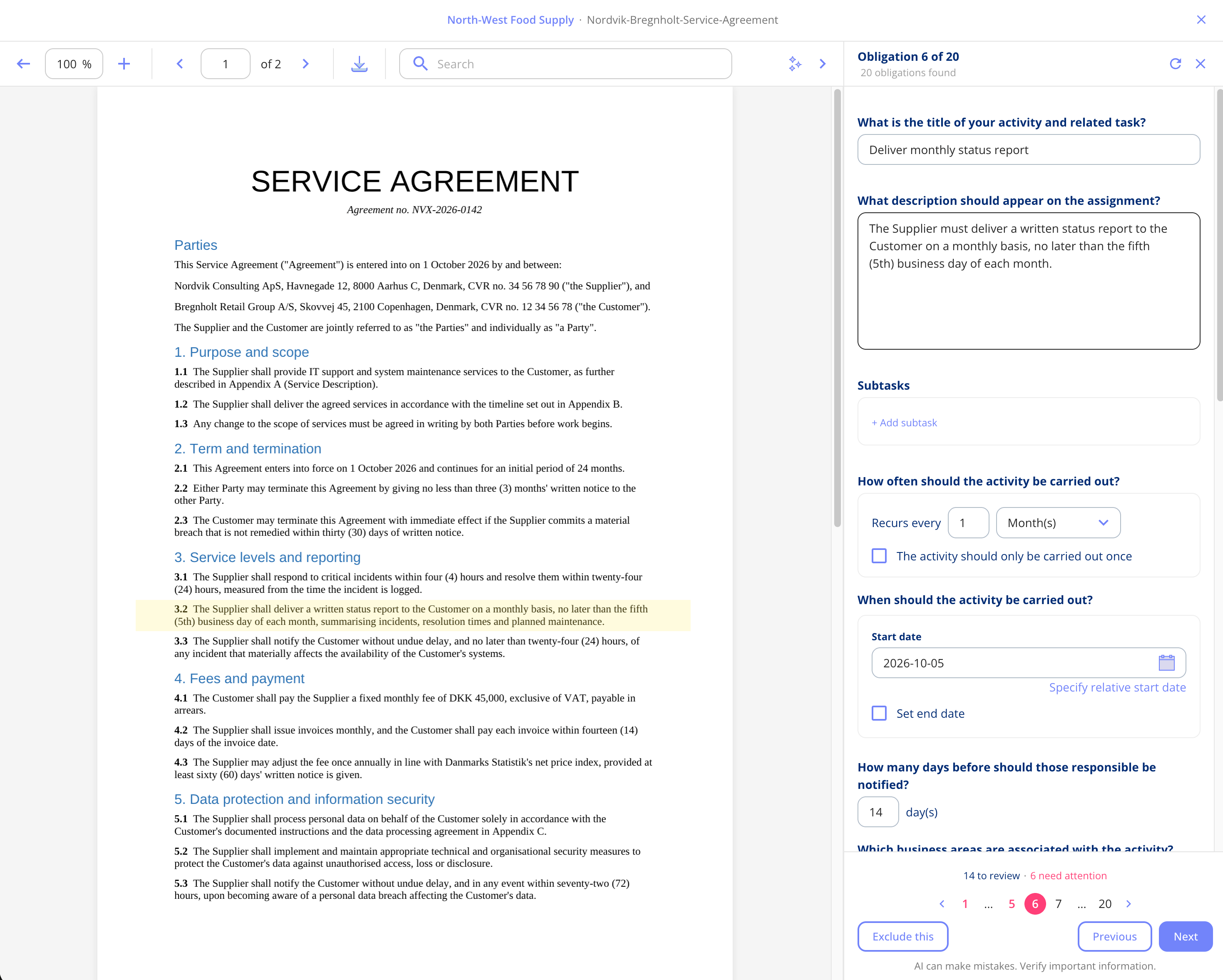 Find obligations with ai