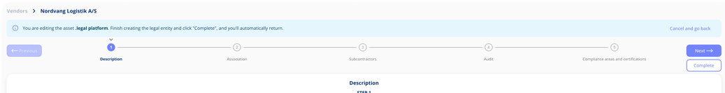 Full creation of vendor