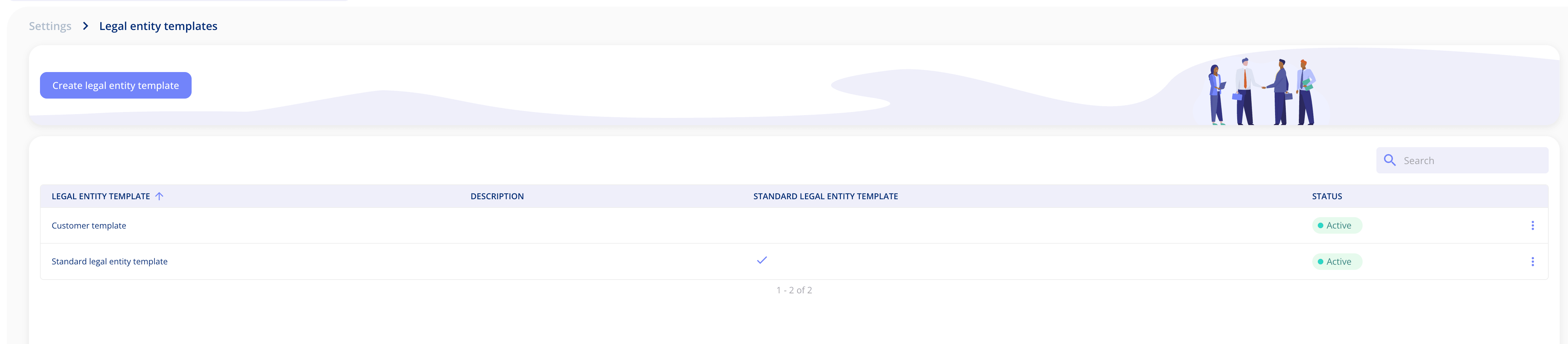 Legal entity templates