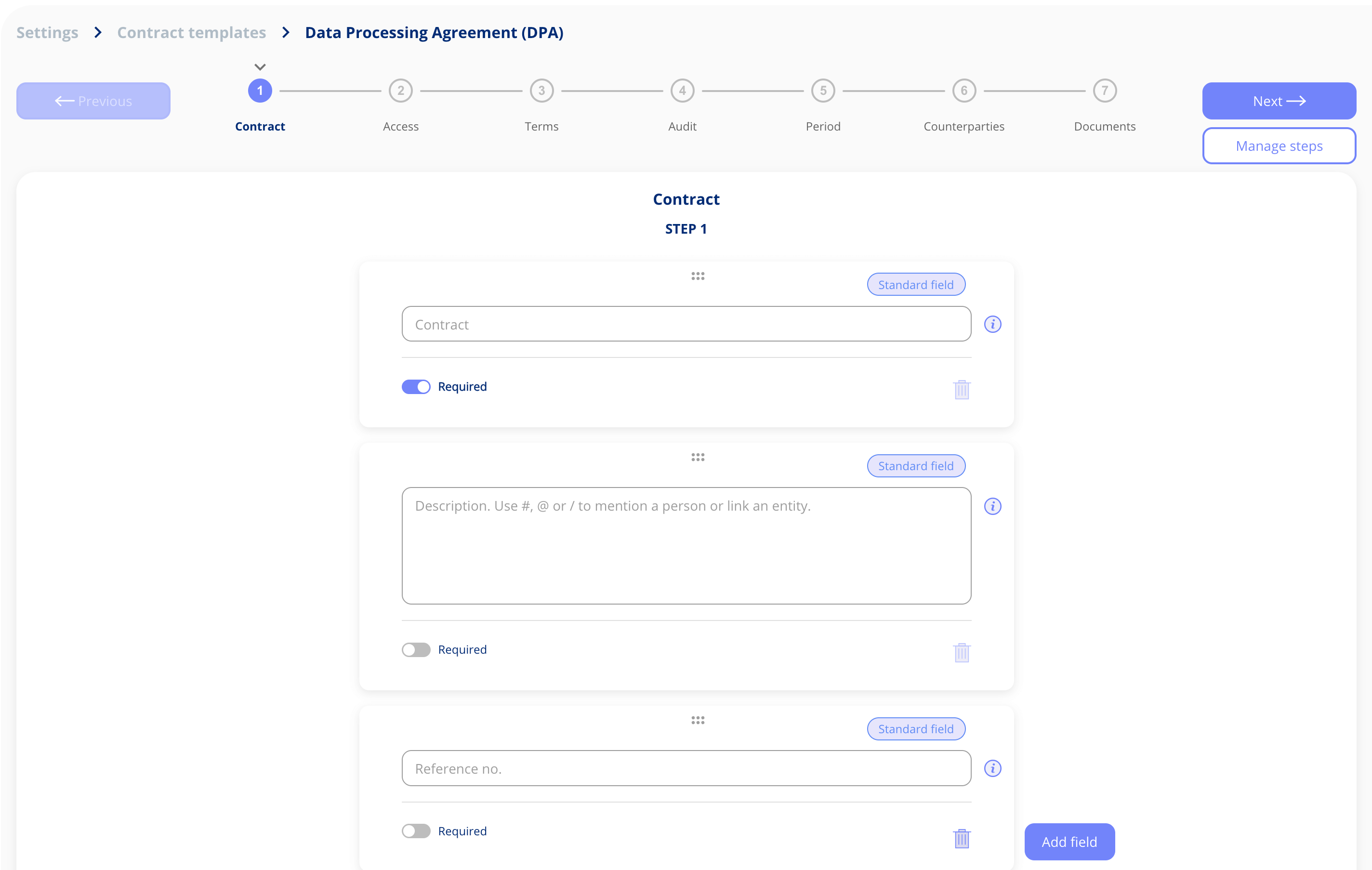 Manage input fields