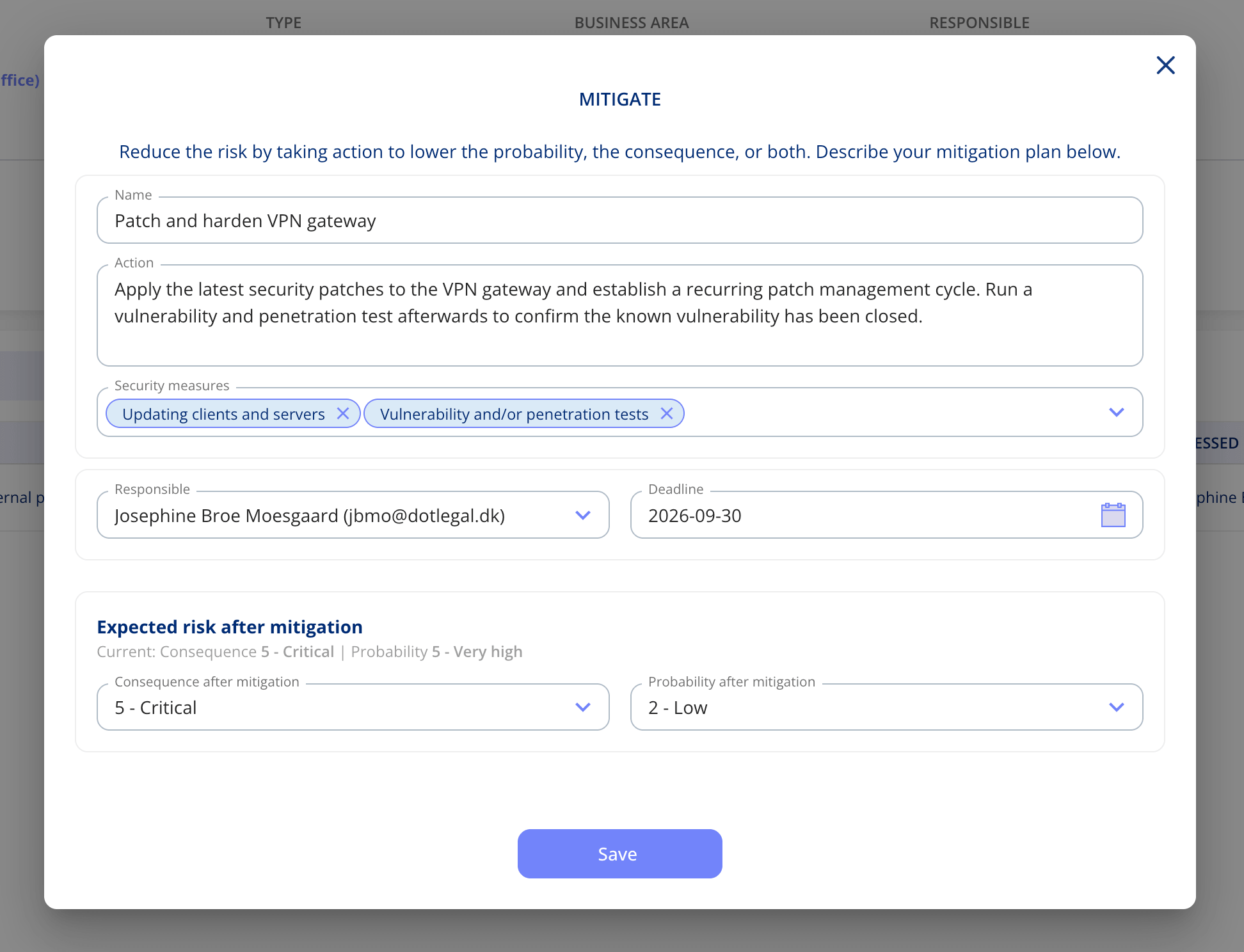 Mitigation plan
