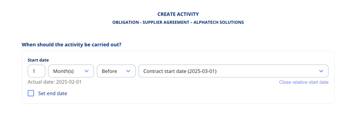 Relative dates on obligation