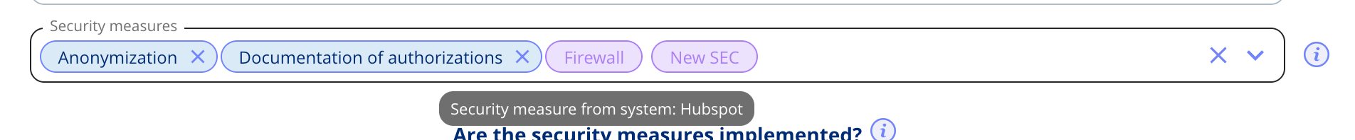 Security measures from system