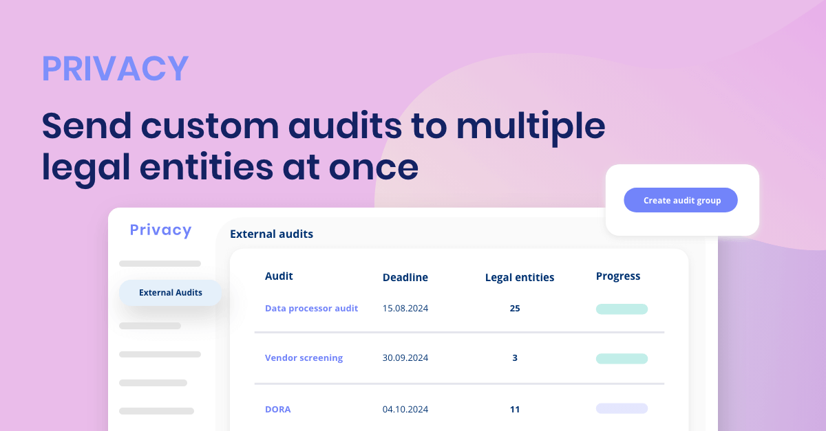 Forbedr din audits med .legals nye funktion, som giver dig mulighed for at oprette og distribuere tilpassede audits til flere juridiske enheder på én gang.