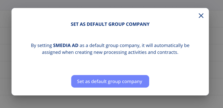 Set as default group company