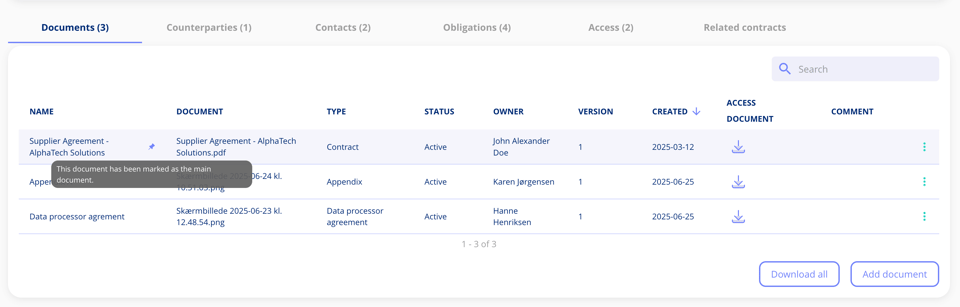 Set main document