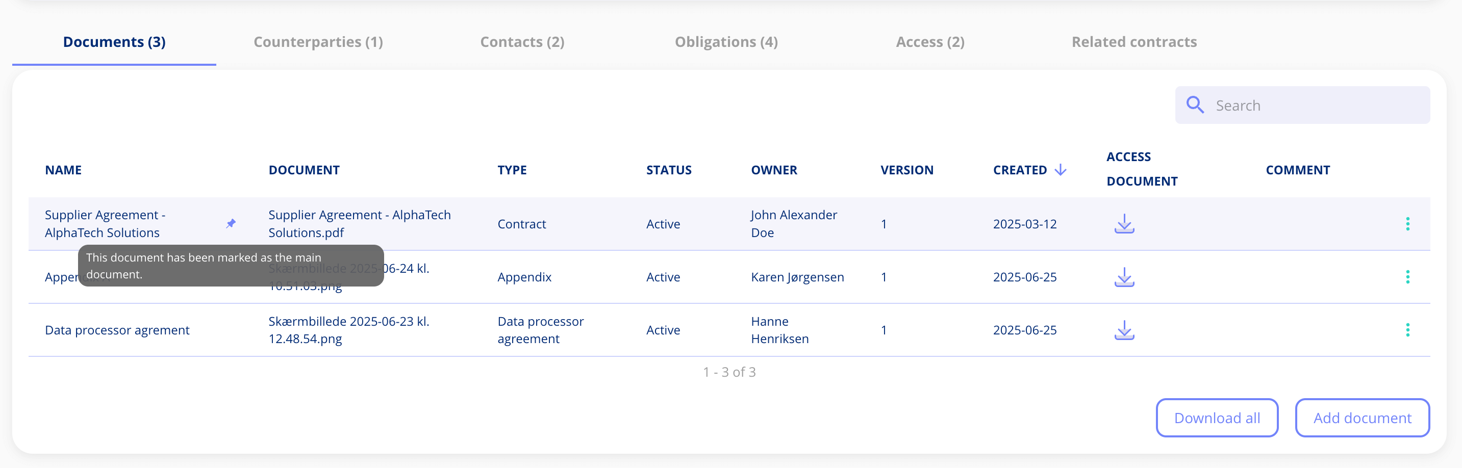 Set main document