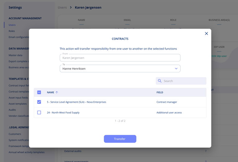Transfer responsibility