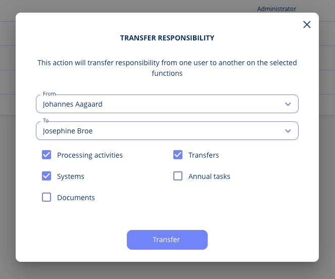 Transfer responsibility