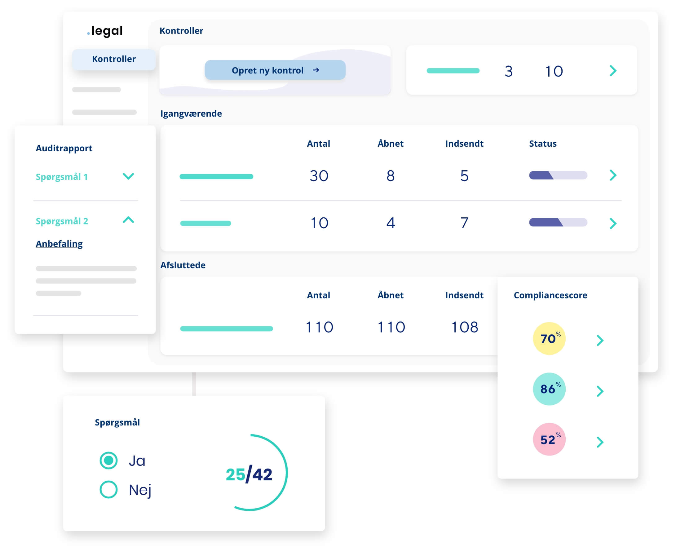 Leverandørstyring software interface viser risikoklassificering, audit workflows og databehandlerstyring til GDPR og NIS2 compliance krav