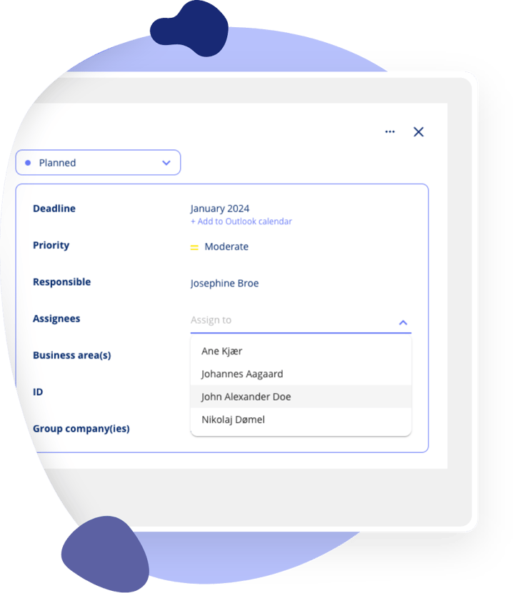 Team collaboration interface for compliance framework task delegation and notifications