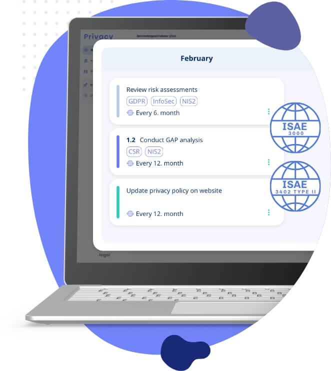 Certification management interface showing tagged controls and compliance documentation