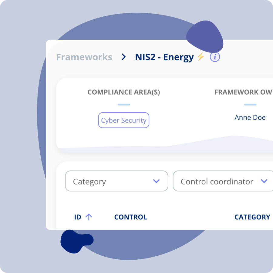 NIS2 framework customization interface allowing essential and important entities to select applicable articles and chapters for tailored compliance strategy