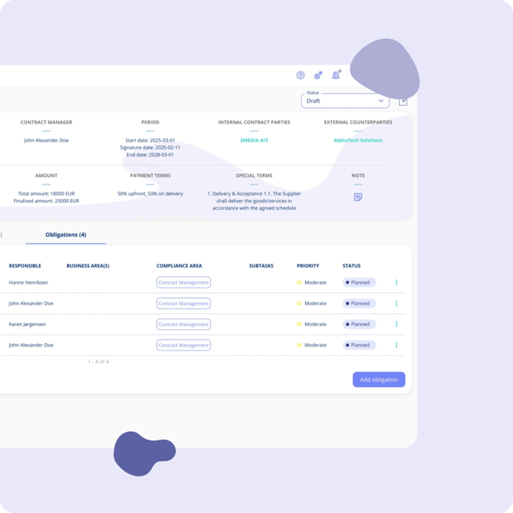 Overview of obligations-feature