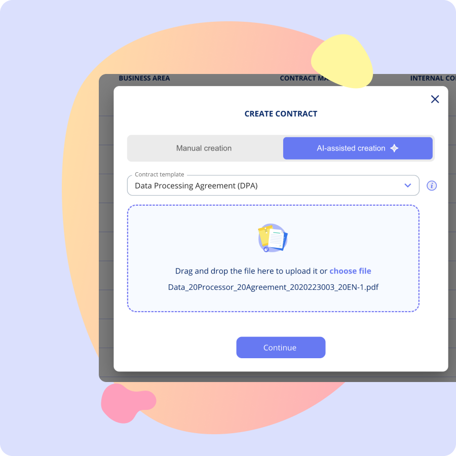 AI kontraktoprettelse håndterer flere dokumentformater inklusiv PDF, Word og scannede kontrakter
