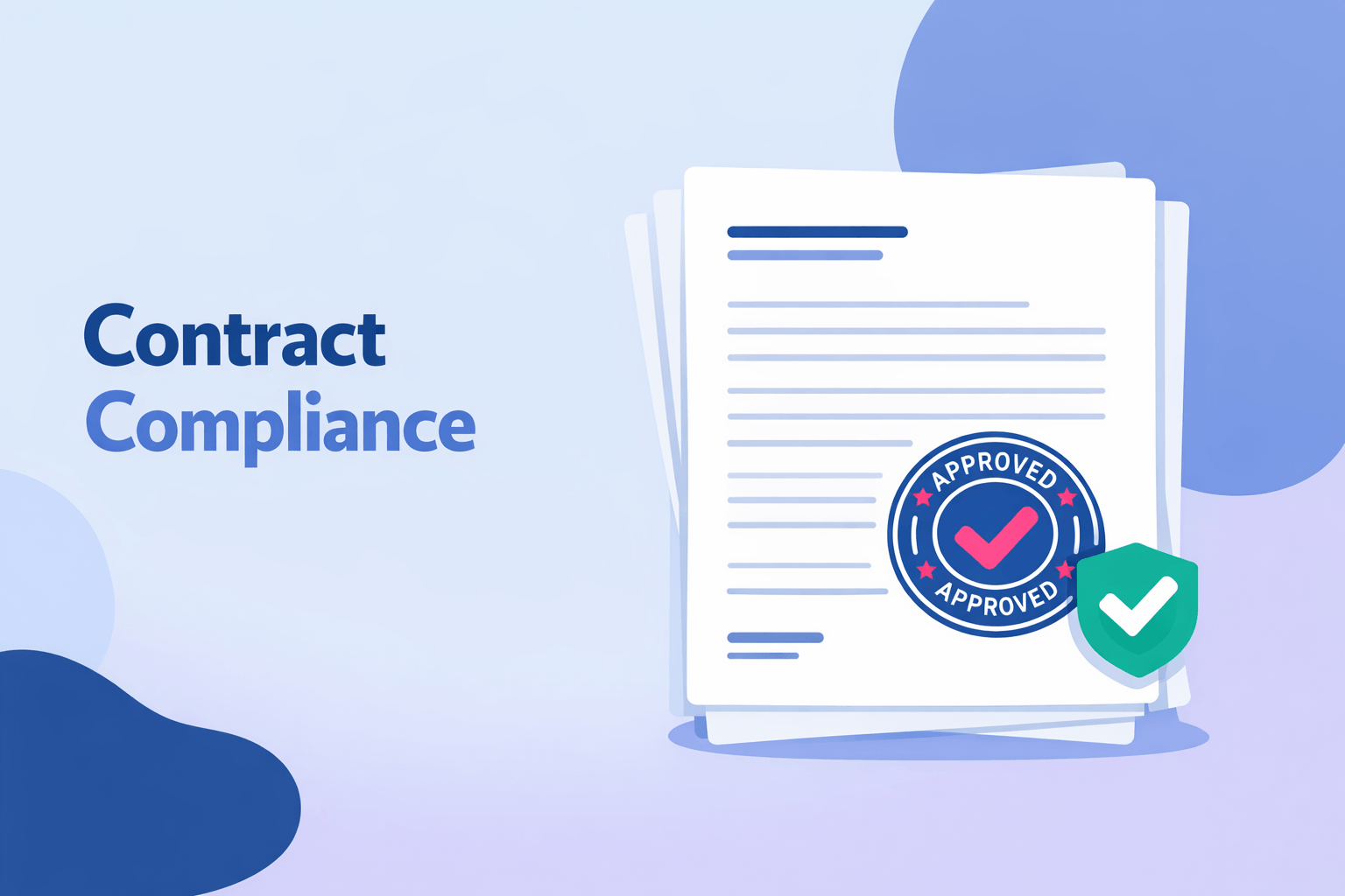 Feature image for article on contract compliance showing contract documents and a certification stamp