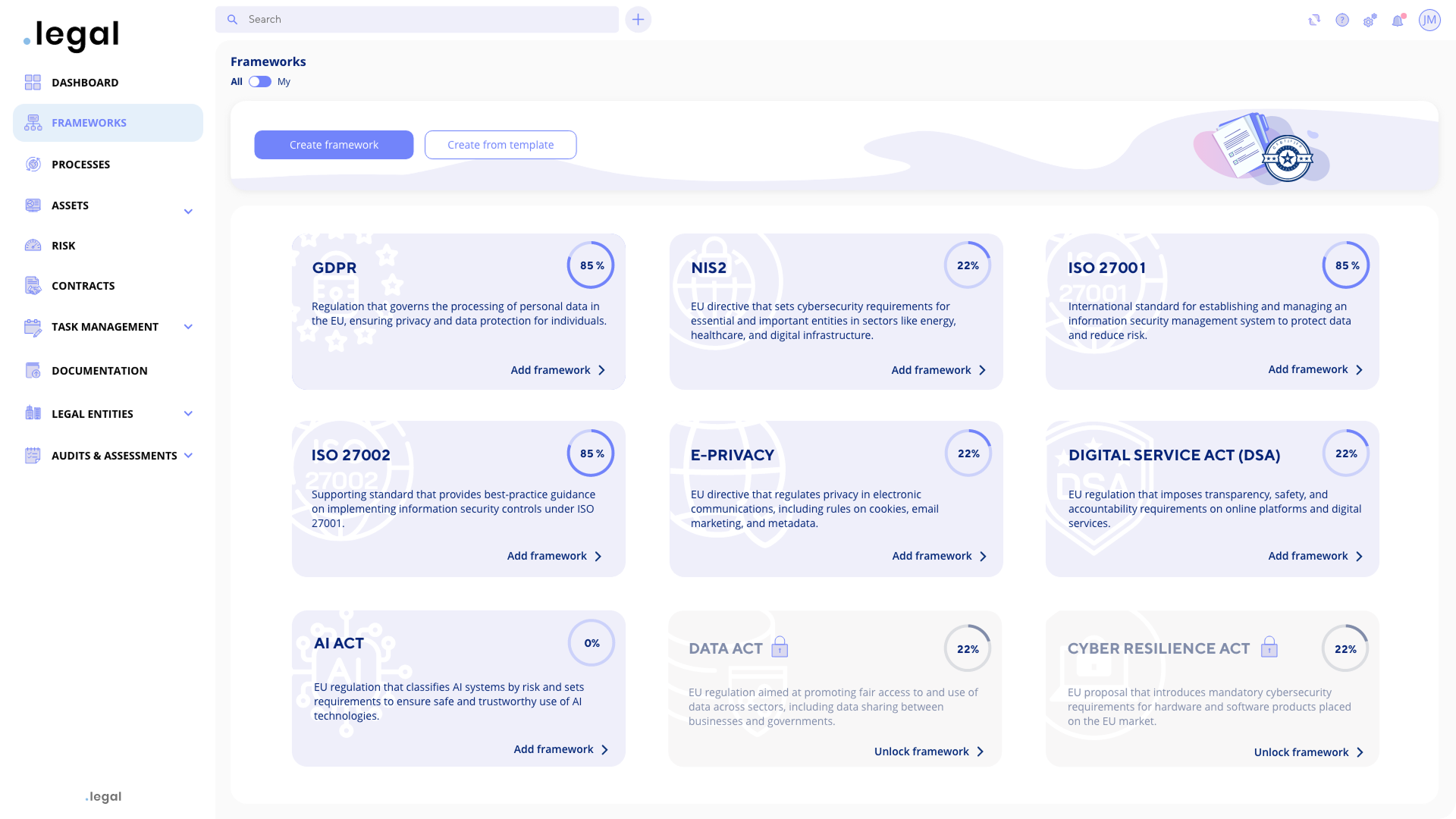 Frameworks - Default (No frameworks have been chosen) 1