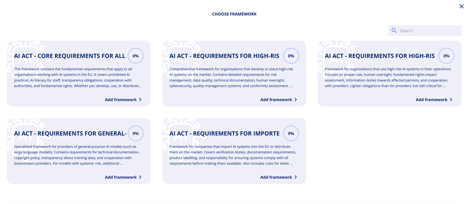 AI Act compliance software - Free framework for EU AI regulations with role-specific requirements and automated tracking