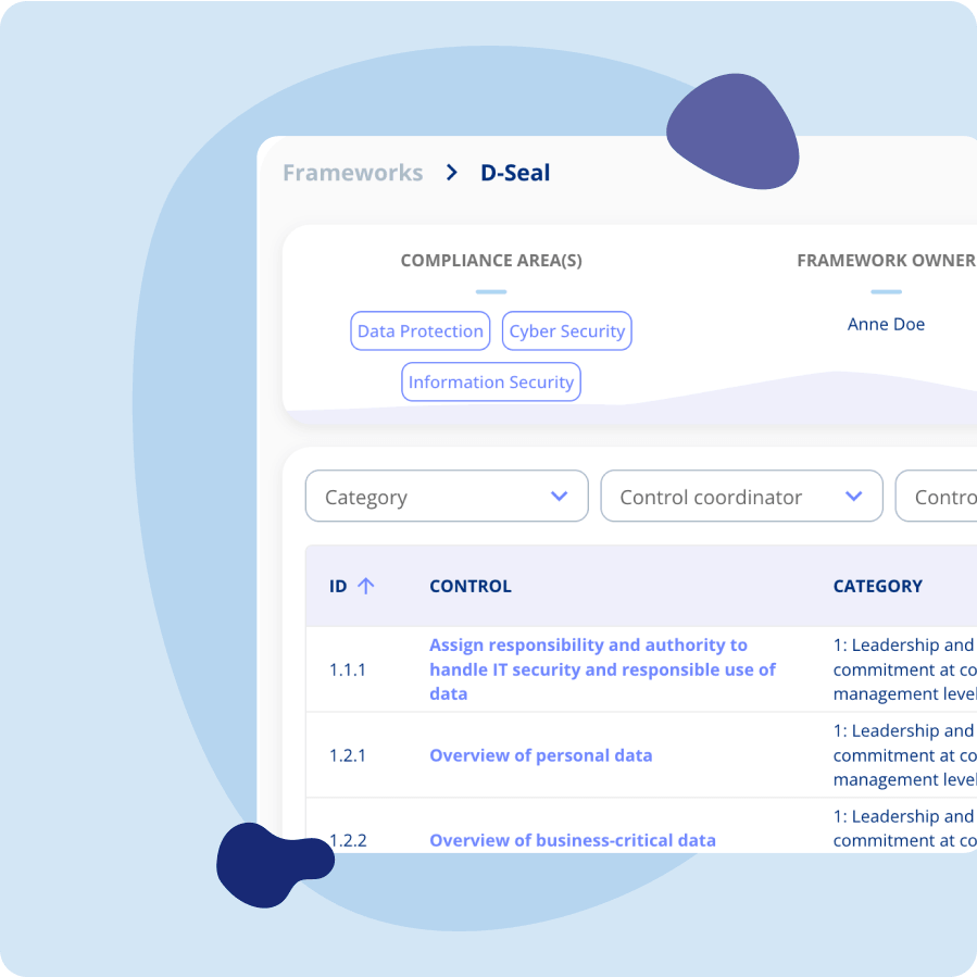 Visning af D-mærket kontroller i .legal Framework modulet - i et screenshot