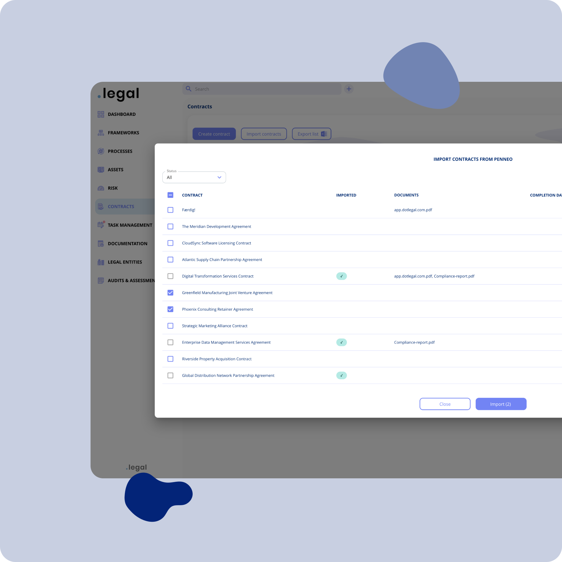 Automated workflow from signature in Penneo to contract compliance in .legal